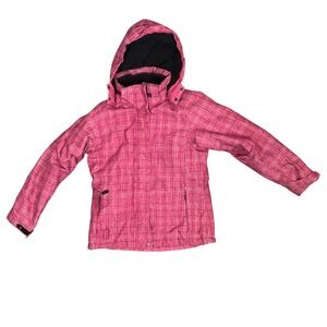 Killtec Pink Plaid Ski Jacket Hooded‎ Waterproof Breathable Kids Size 10